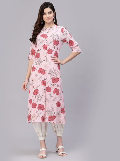 Floral Printed Rayon A-Line Kurta