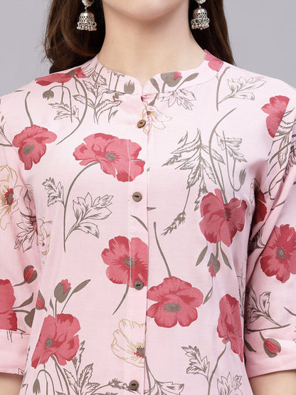 Floral Printed Rayon A-Line Kurta