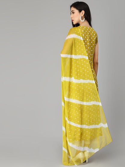 Bandhej Printed A-Line Kurta with Dupatta