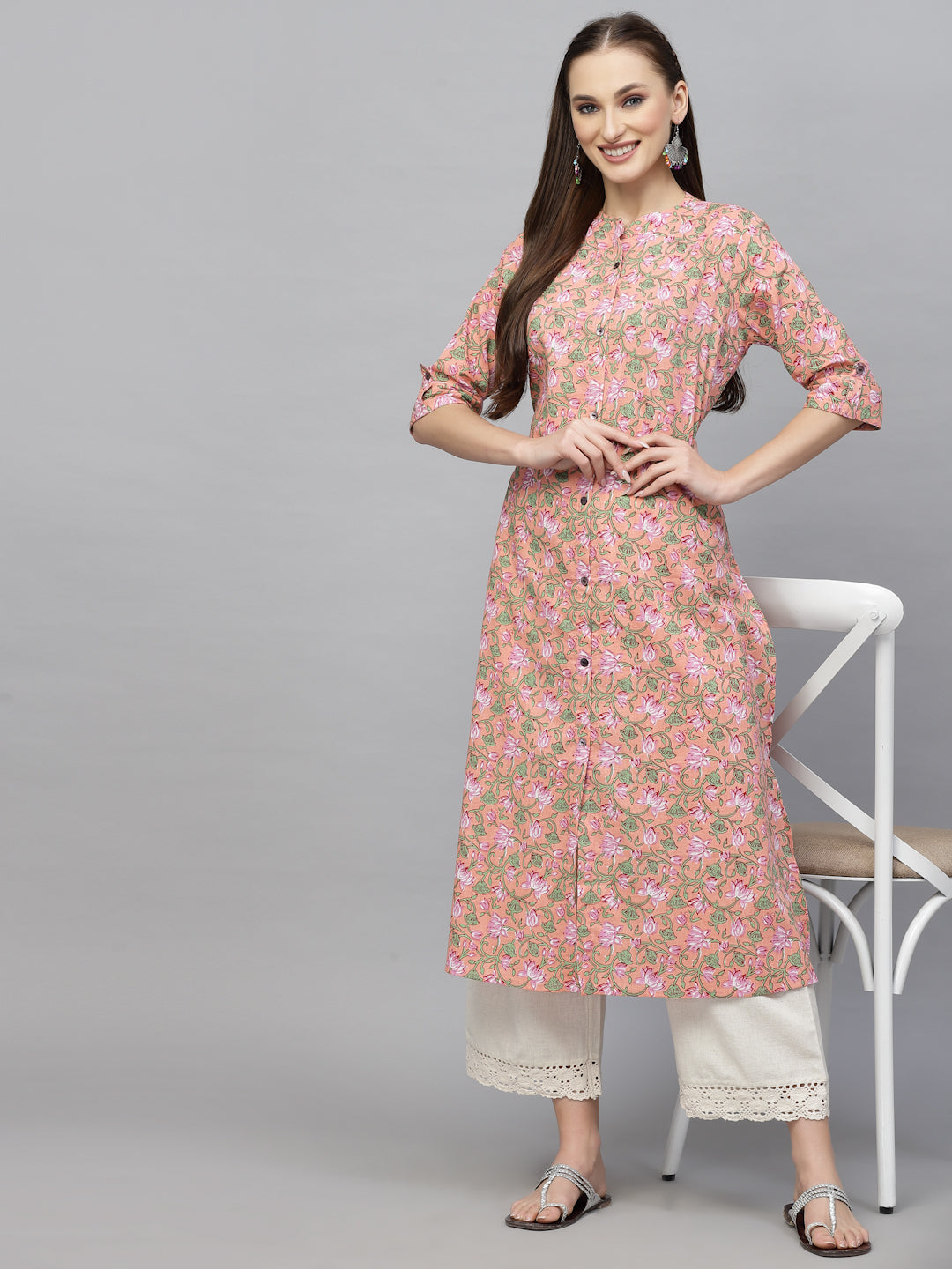 Printed Cotton A-Line Kurta