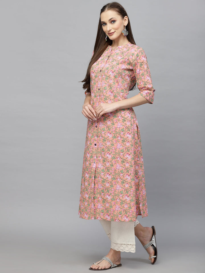 Printed Cotton A-Line Kurta