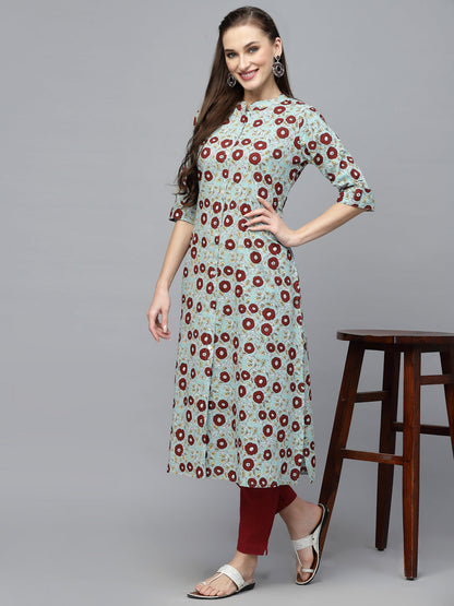 Printed Cotton A-Line Kurta