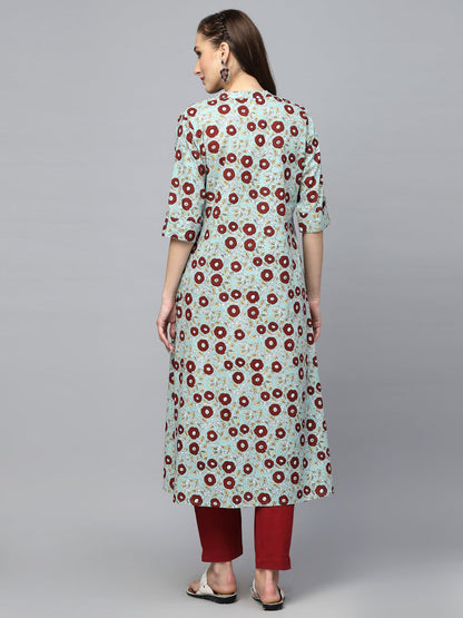 Printed Cotton A-Line Kurta