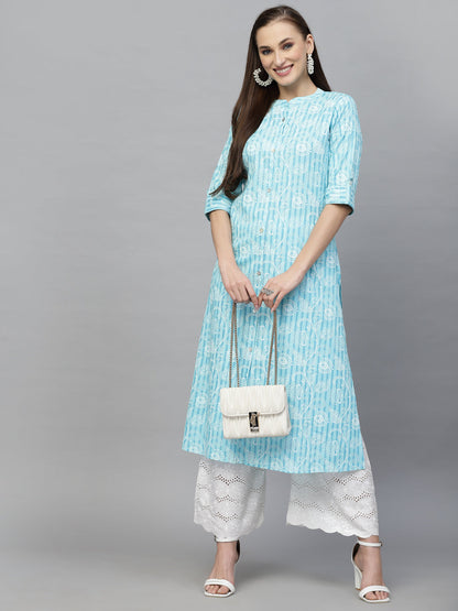 Printed Rayon A-Line Kurta