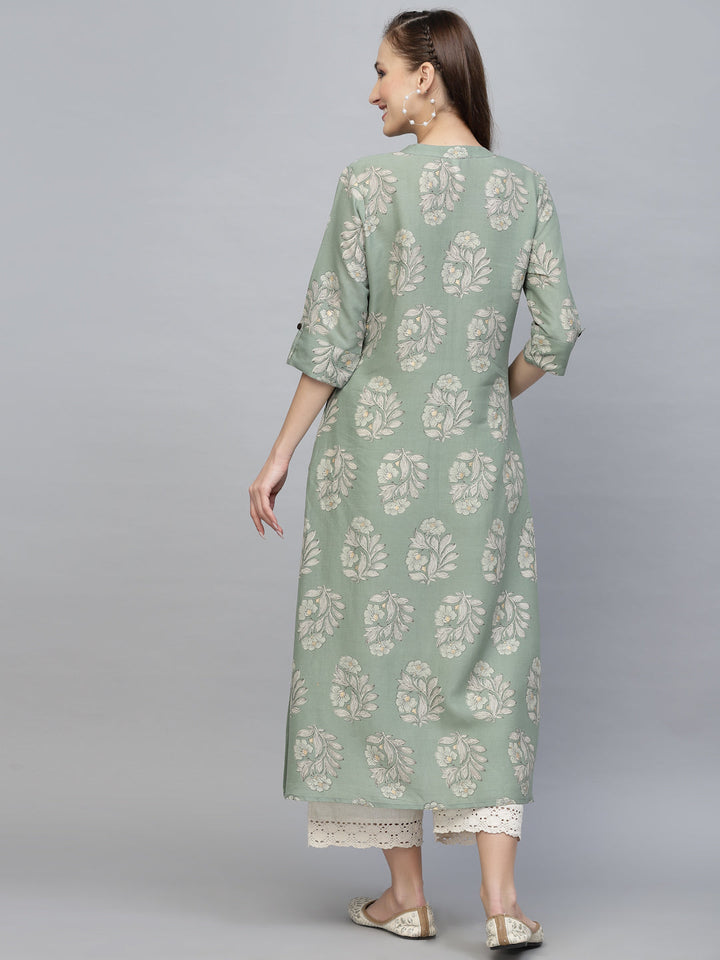 Printed Rayon A-Line Kurta