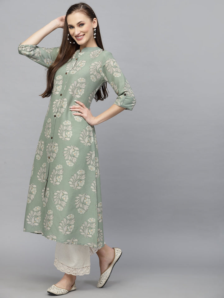 Printed Rayon A-Line Kurta