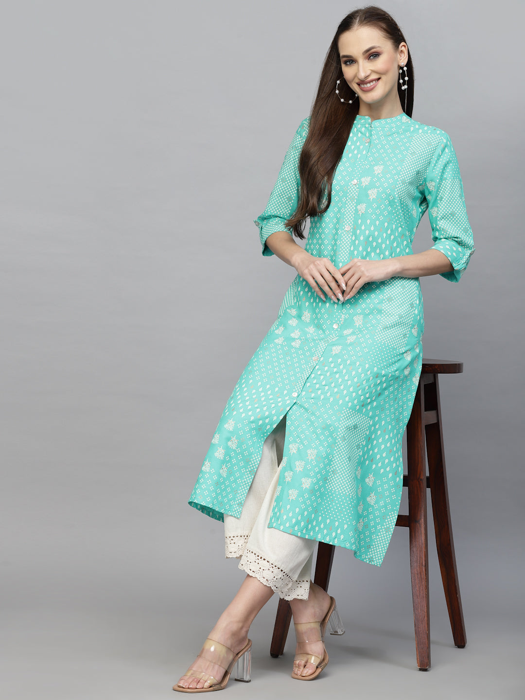Printed Rayon A-Line Kurta