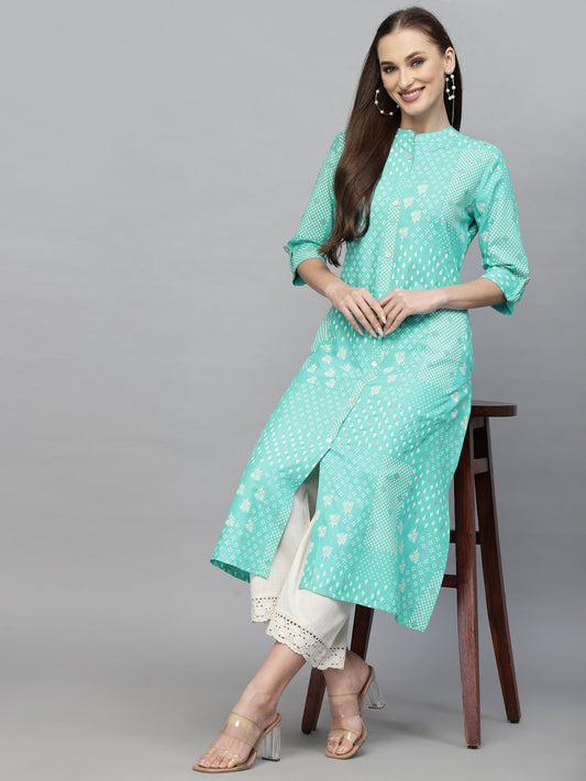 Printed Rayon A-Line Kurta