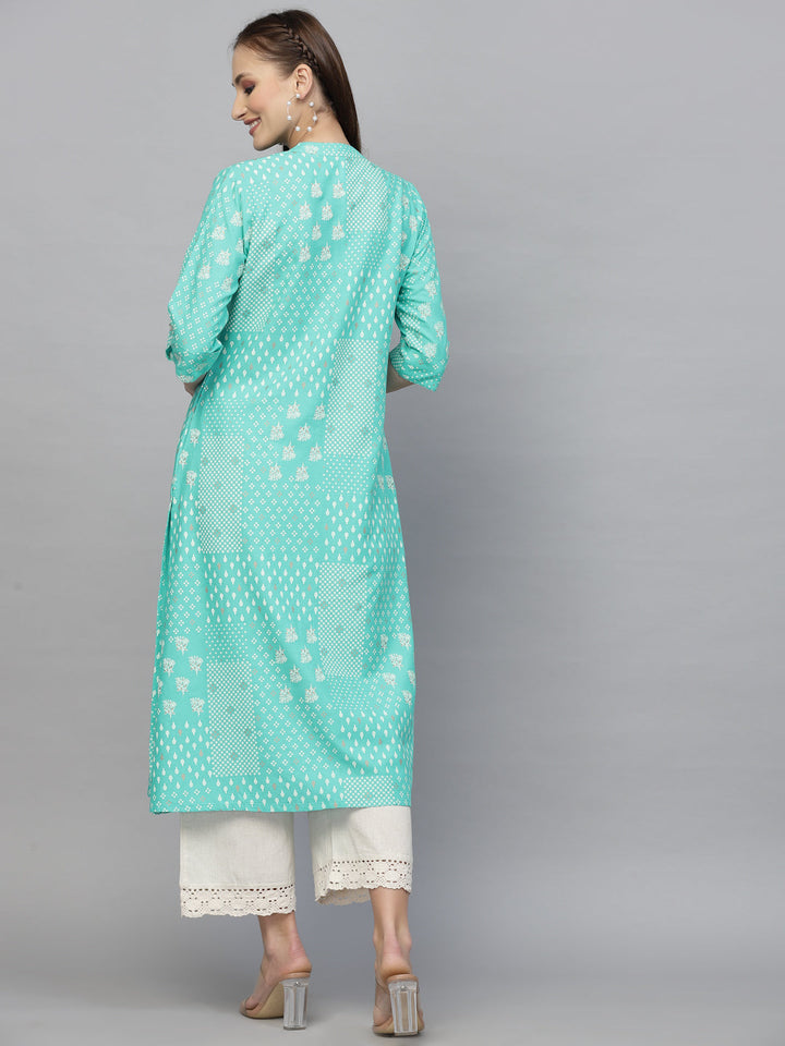 Printed Rayon A-Line Kurta