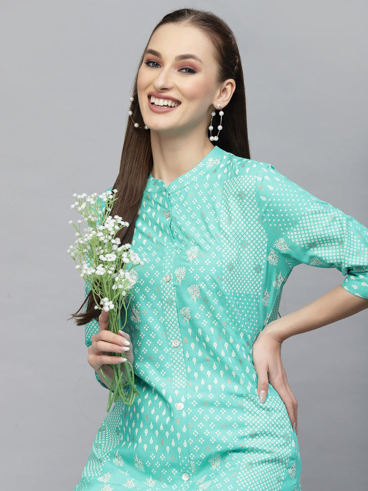 Printed Rayon A-Line Kurta
