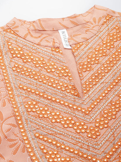 Printed & Embroidered Rayon Straight Kurta