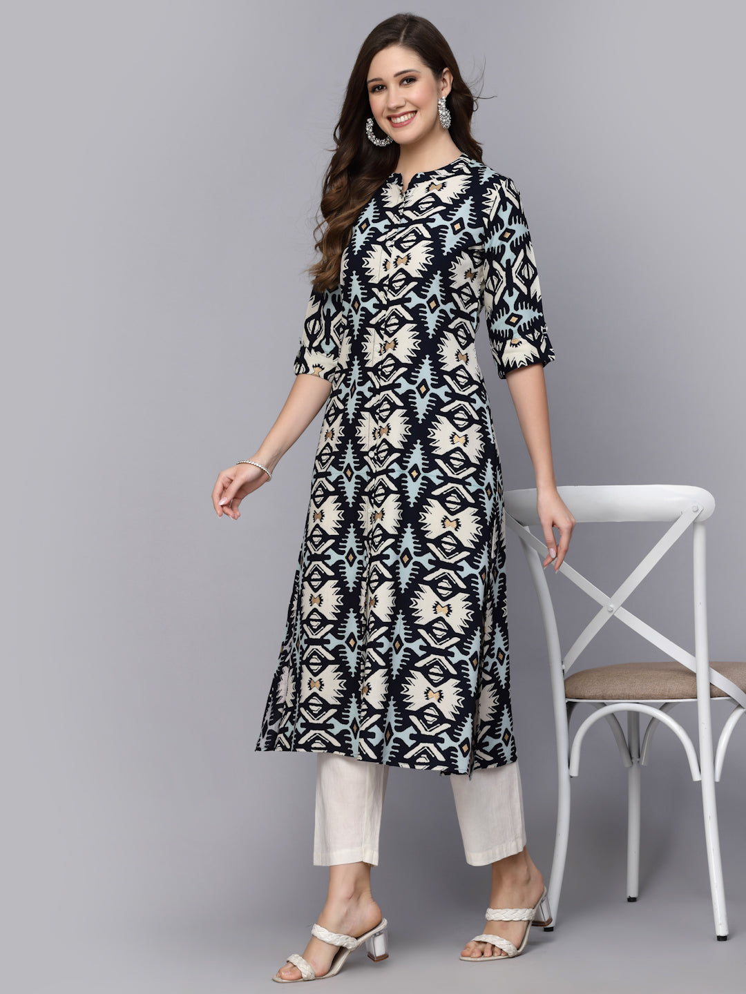 Printed Rayon A-Line Kurta