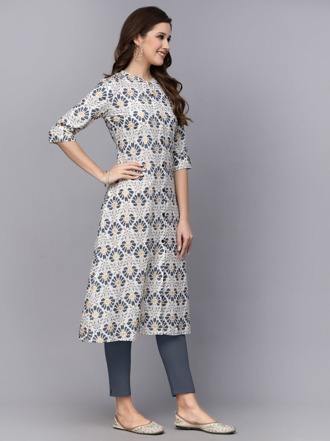 Printed Rayon A-Line Kurta