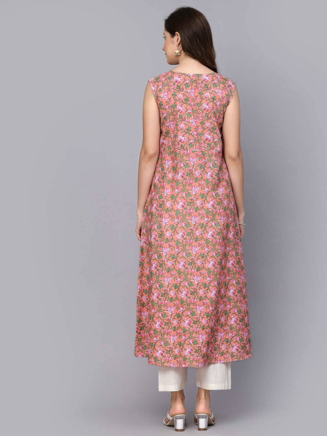 Floral Printed Cotton A-Line Kurta