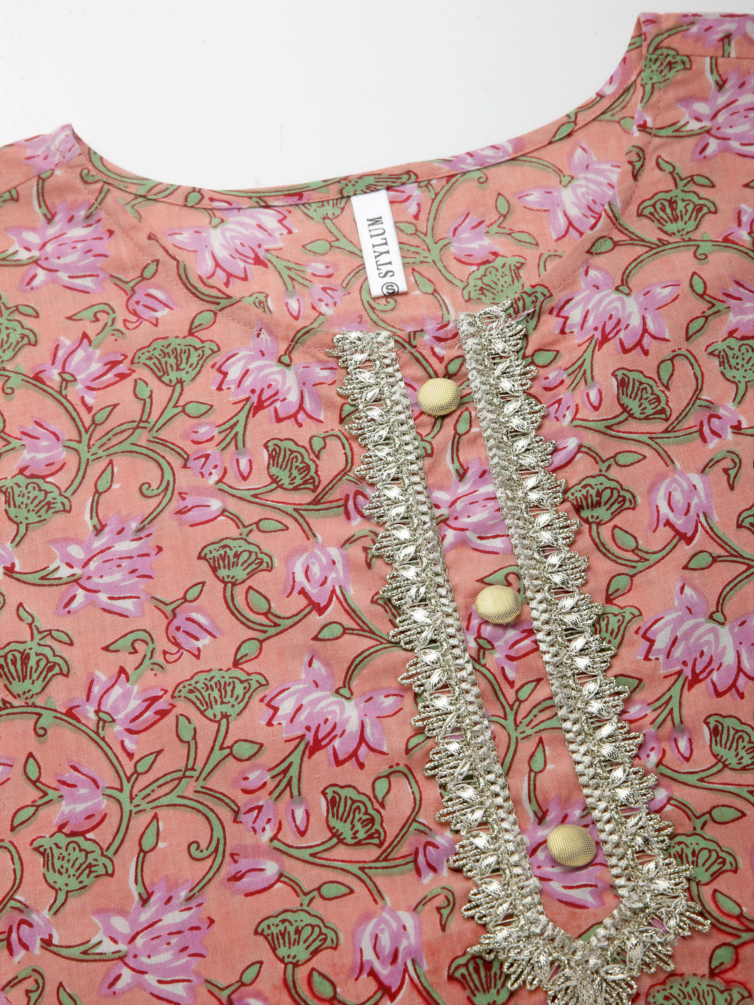 Floral Printed Cotton A-Line Kurta