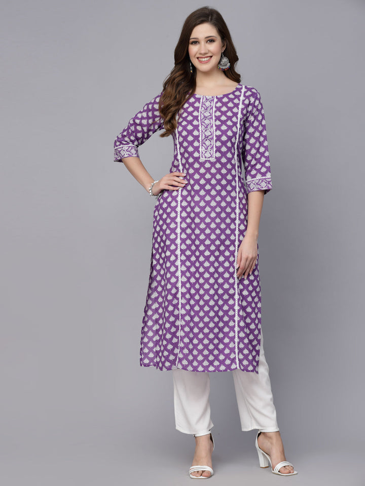Ethnic Motif Printed Rayon Straight Kurta