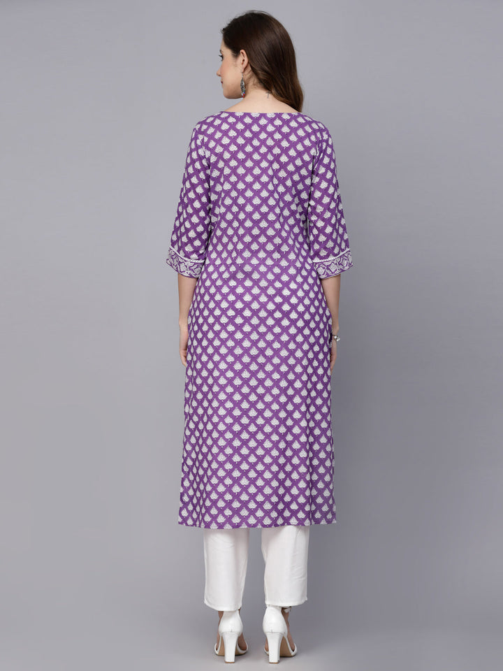 Ethnic Motif Printed Rayon Straight Kurta