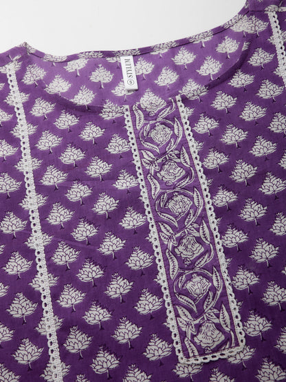 Ethnic Motif Printed Rayon Straight Kurta