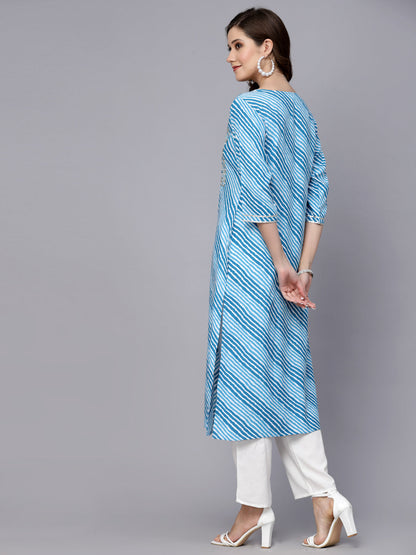 Lehriya Printed & Embroidered Rayon Straight Kurta