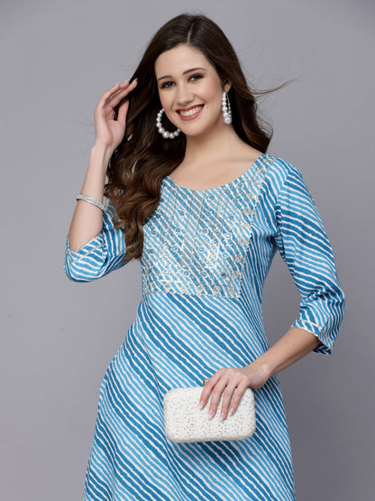 Lehriya Printed & Embroidered Rayon Straight Kurta