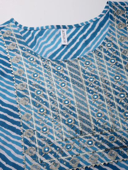 Lehriya Printed & Embroidered Rayon Straight Kurta