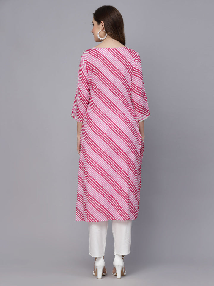 Lehriya Printed &amp; Embroidered Rayon Straight Kurta