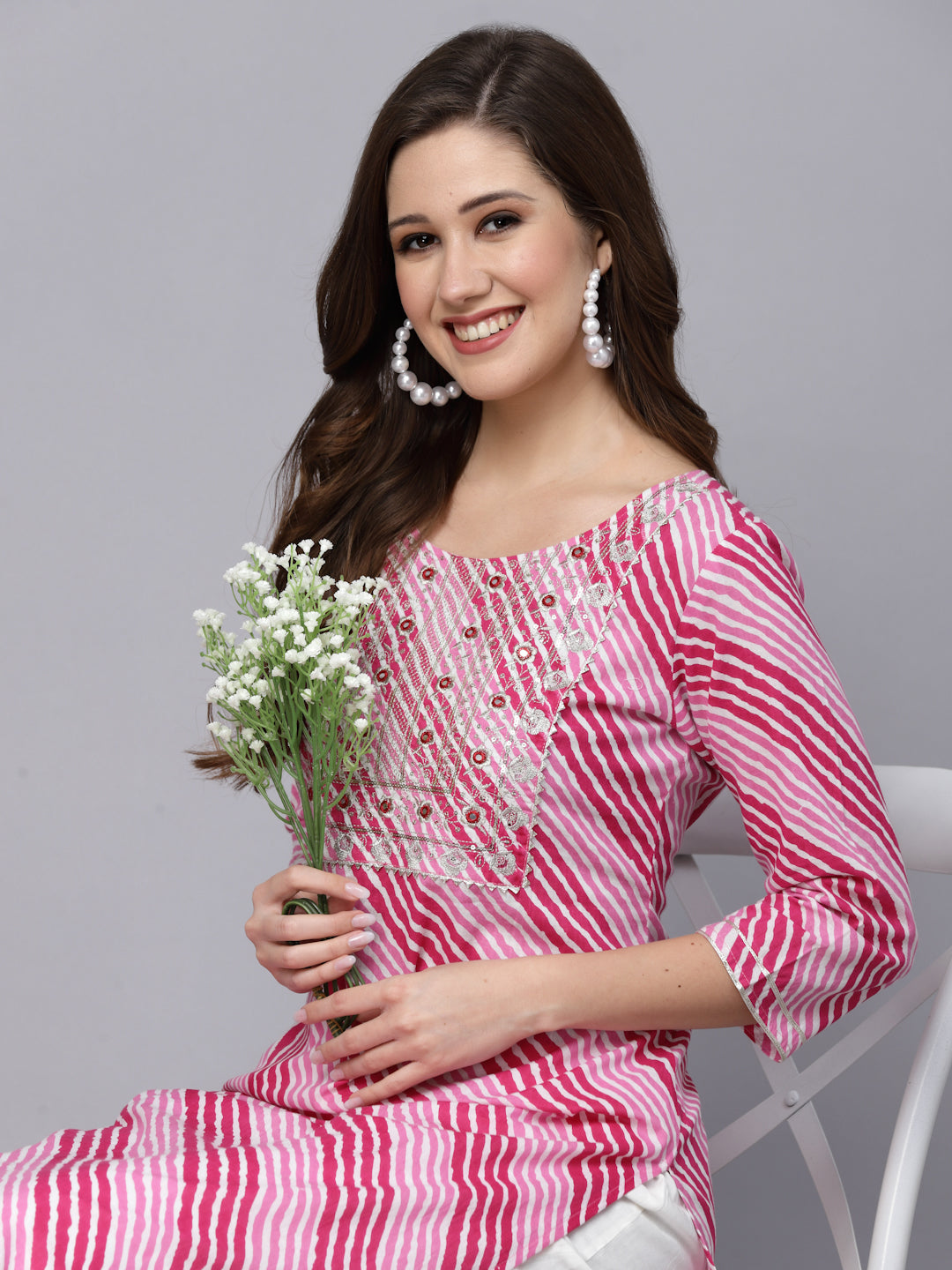 Lehriya Printed &amp; Embroidered Rayon Straight Kurta