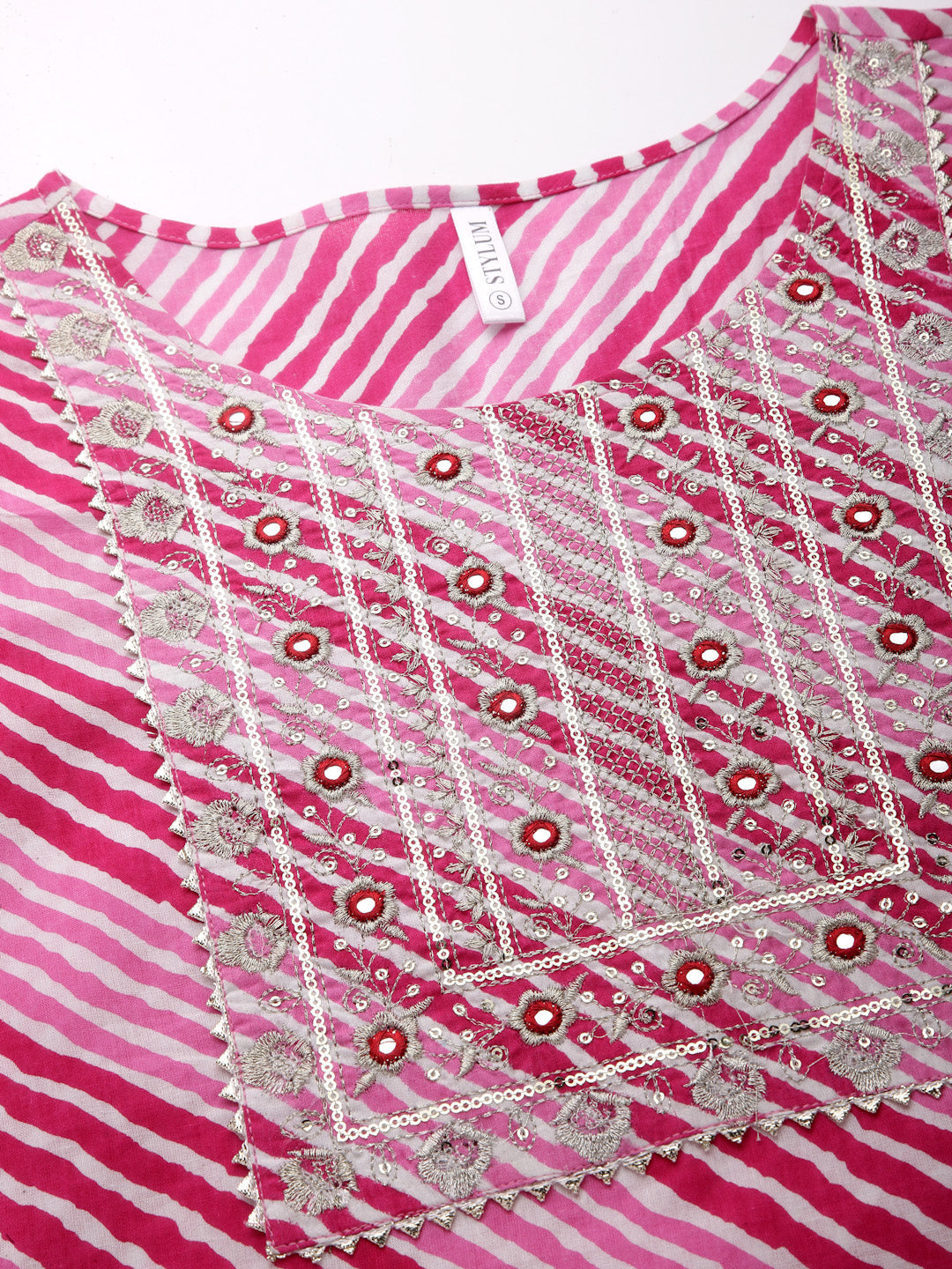 Lehriya Printed &amp; Embroidered Rayon Straight Kurta