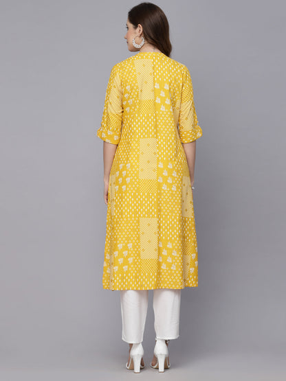 Printed Rayon A-Line Kurta
