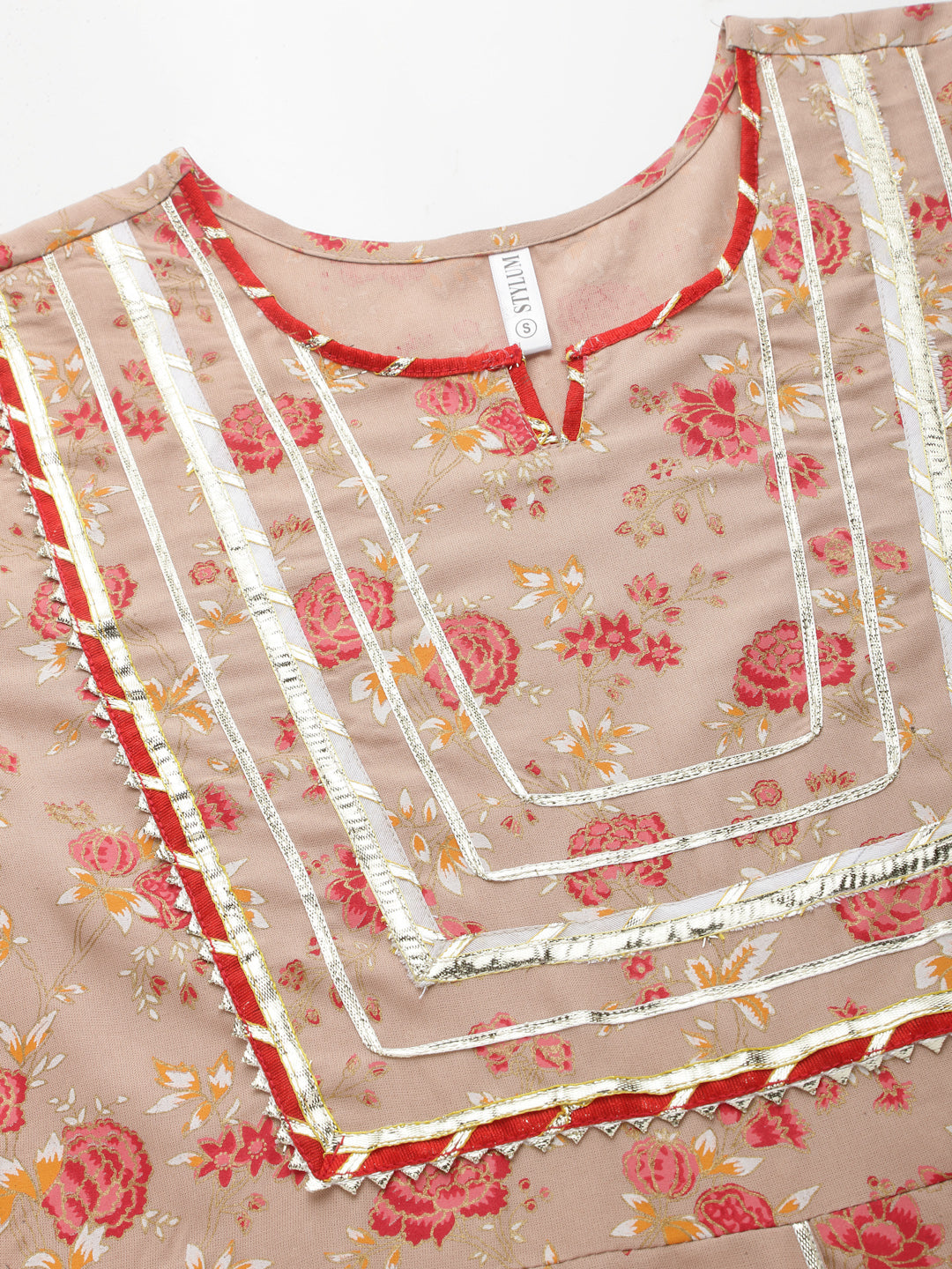 Floral Printed Rayon Anarkali kurta with Dupatta