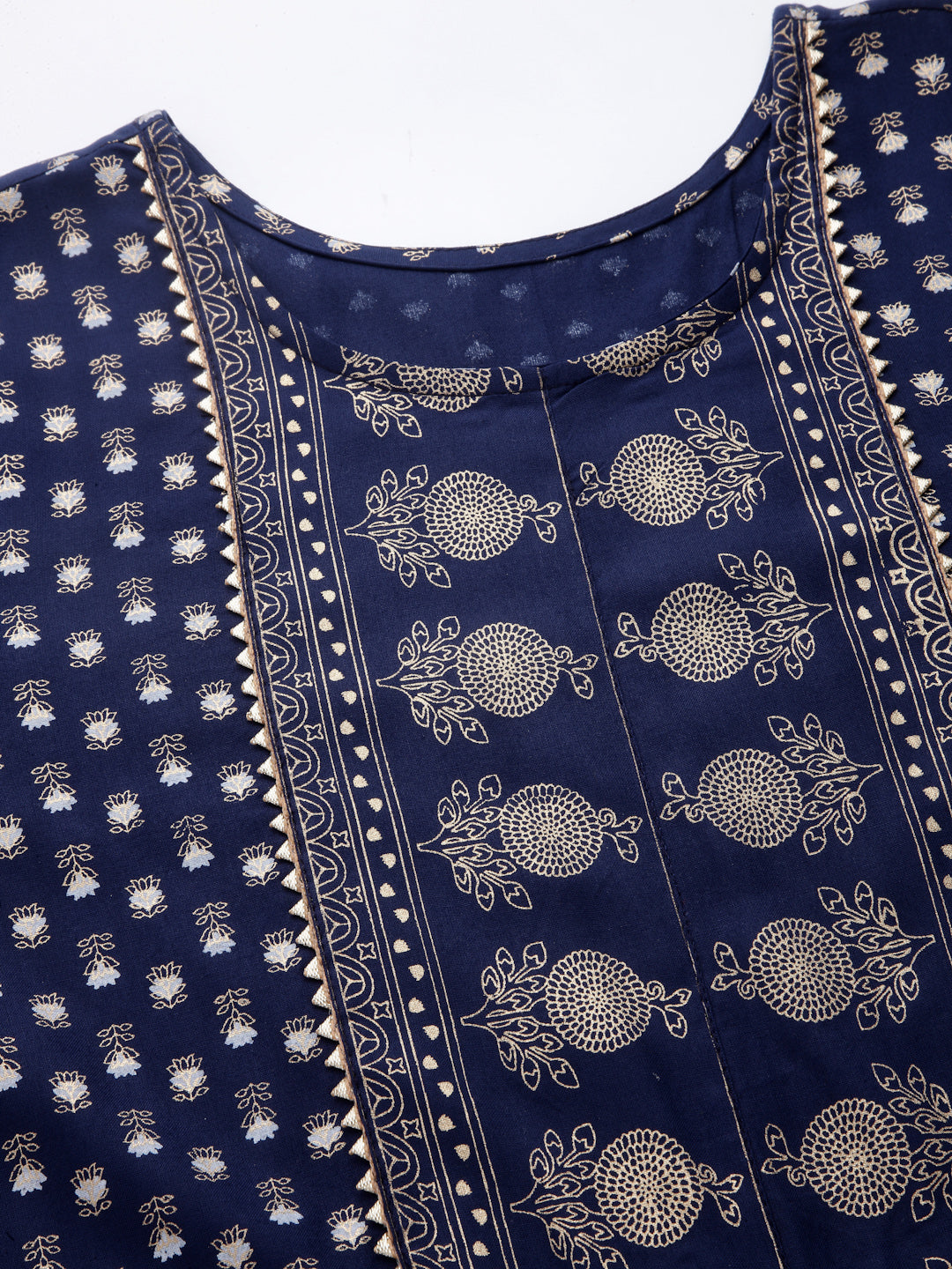 Gold Printed Rayon Anarkali Kurta