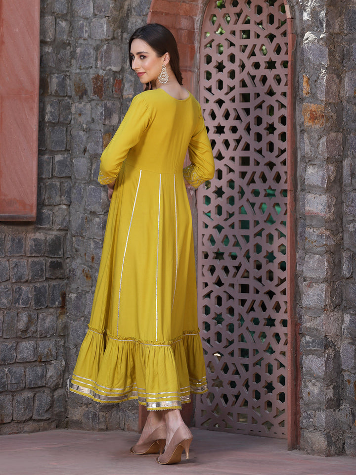 Embroidered &amp; Embellished Rayon Anarkali Kurta