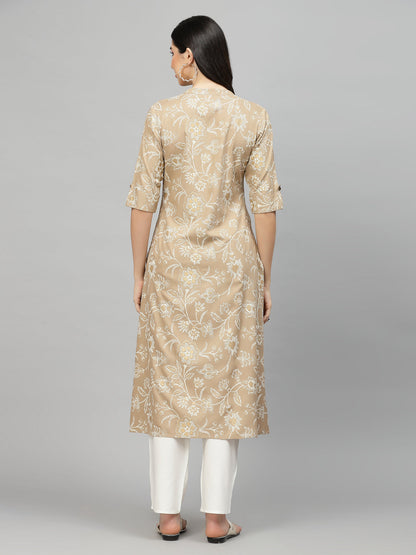 Floral Print Rayon A-Line Kurta