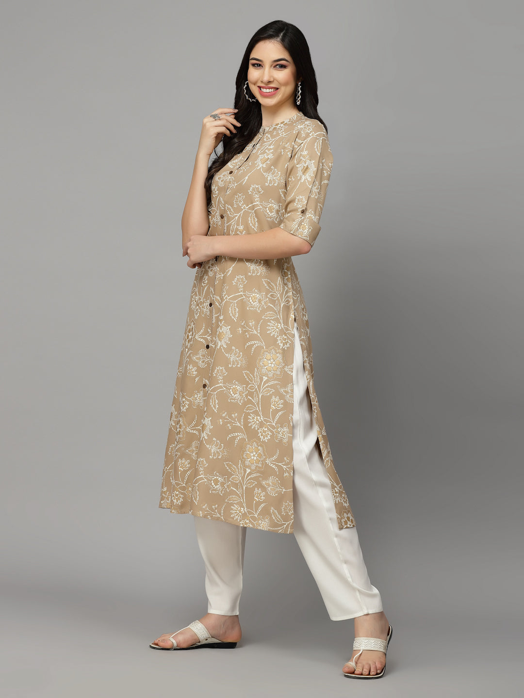 Floral Print Rayon A-Line Kurta