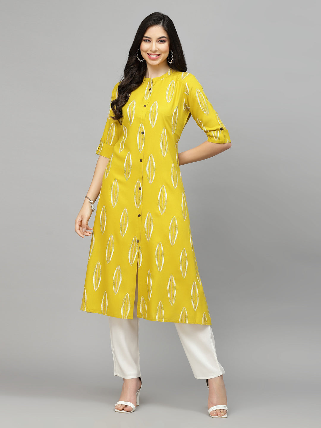 Block Printed Rayon A-Line Kurta