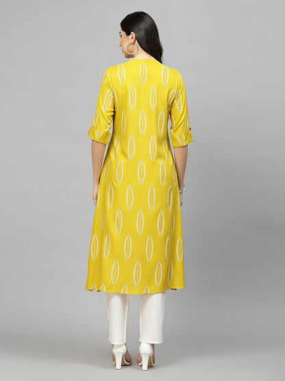 Block Printed Rayon A-Line Kurta