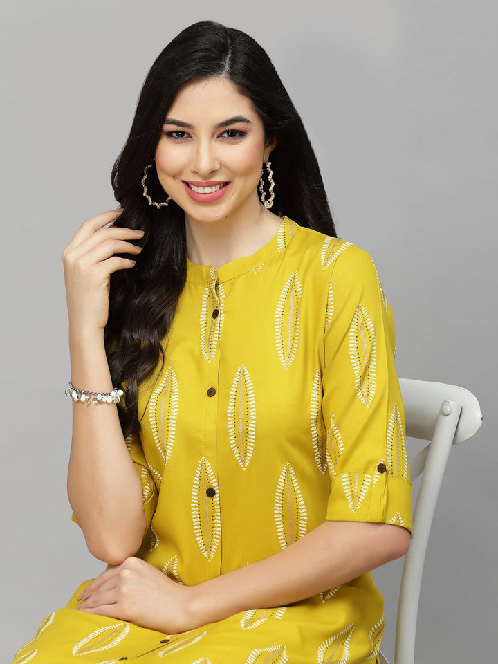 Block Printed Rayon A-Line Kurta