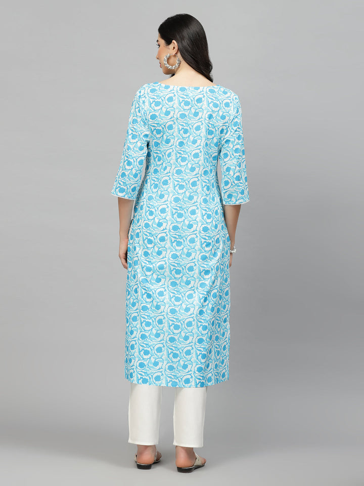 Printed Cotton Slub Straight Kurta