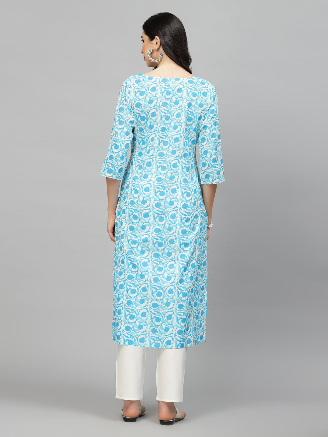 Printed Cotton Slub Straight Kurta