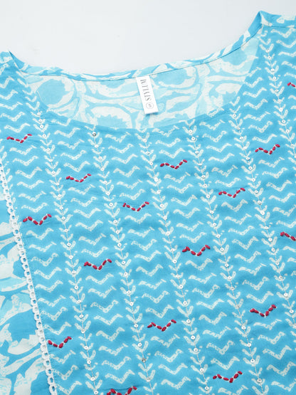 Printed Cotton Slub Straight Kurta