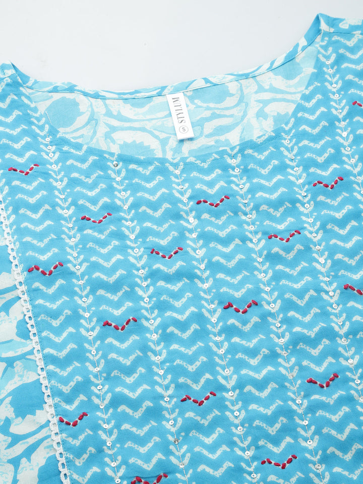 Printed Cotton Slub Straight Kurta