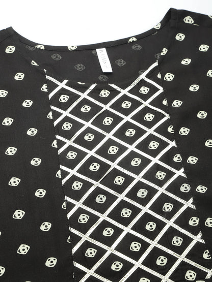 Bandhej Printed A-Line Kurta With Dupatta