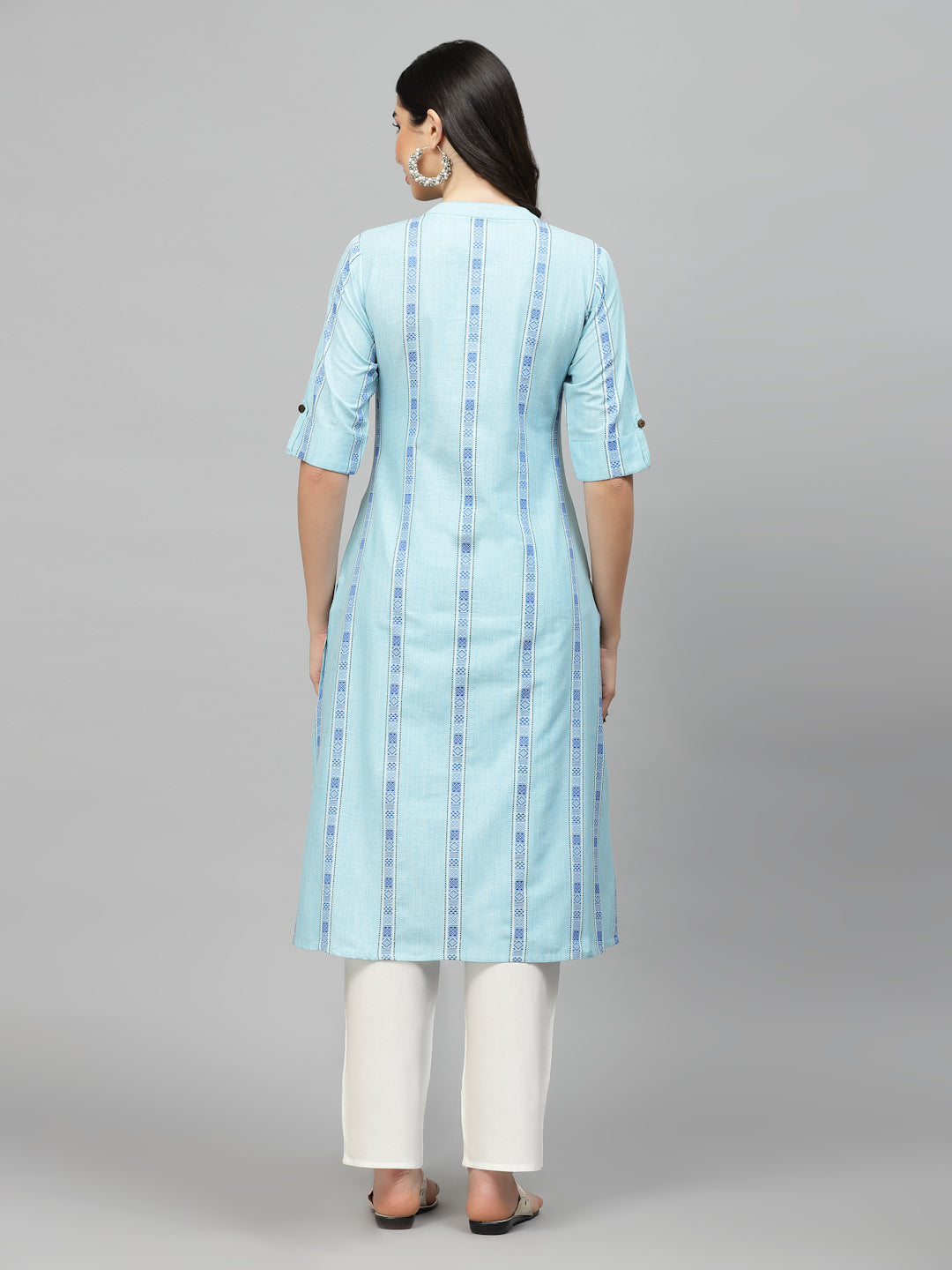 Woven Design Cotton Blend A-Line Kurta