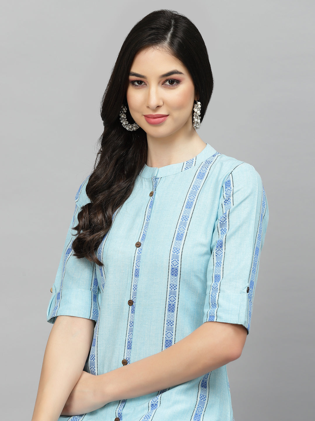 Woven Design Cotton Blend A-Line Kurta