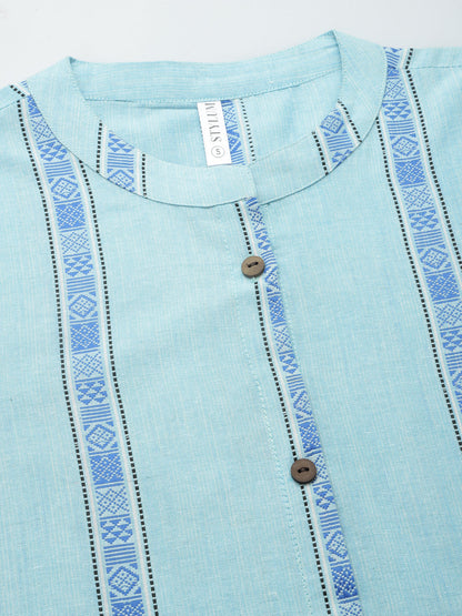 Woven Design Cotton Blend A-Line Kurta