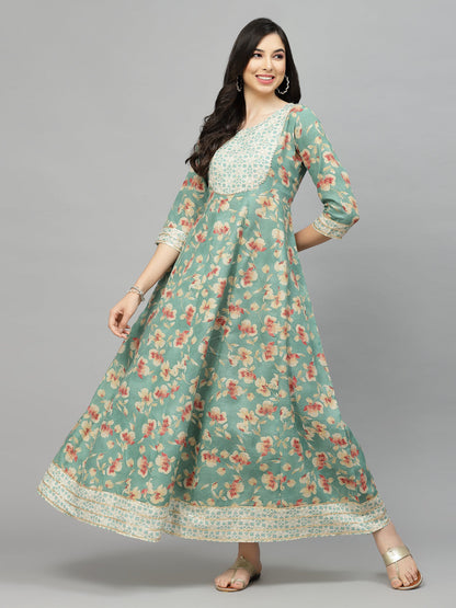 Printed Rayon Blend Anarkali Kurta