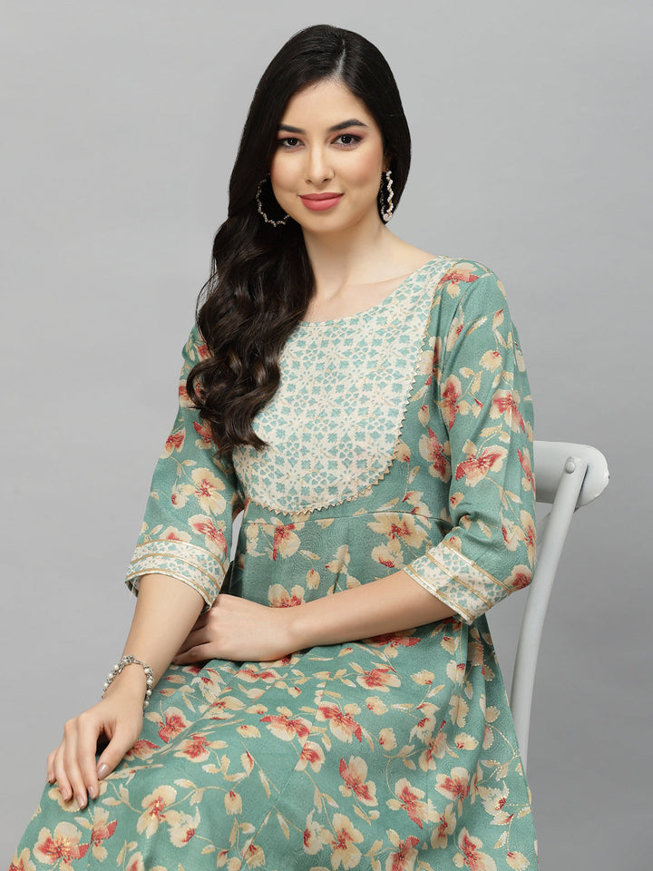 Printed Rayon Blend Anarkali Kurta
