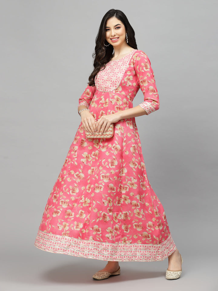 Printed Rayon Blend Anarkali Kurta