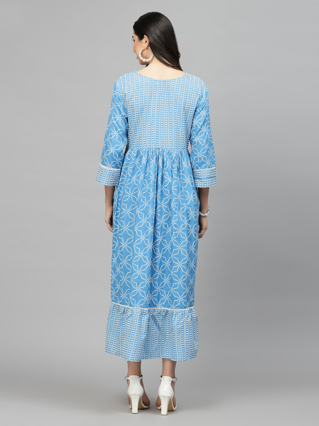 Bandhej Printed Rayon Tiered Kurta