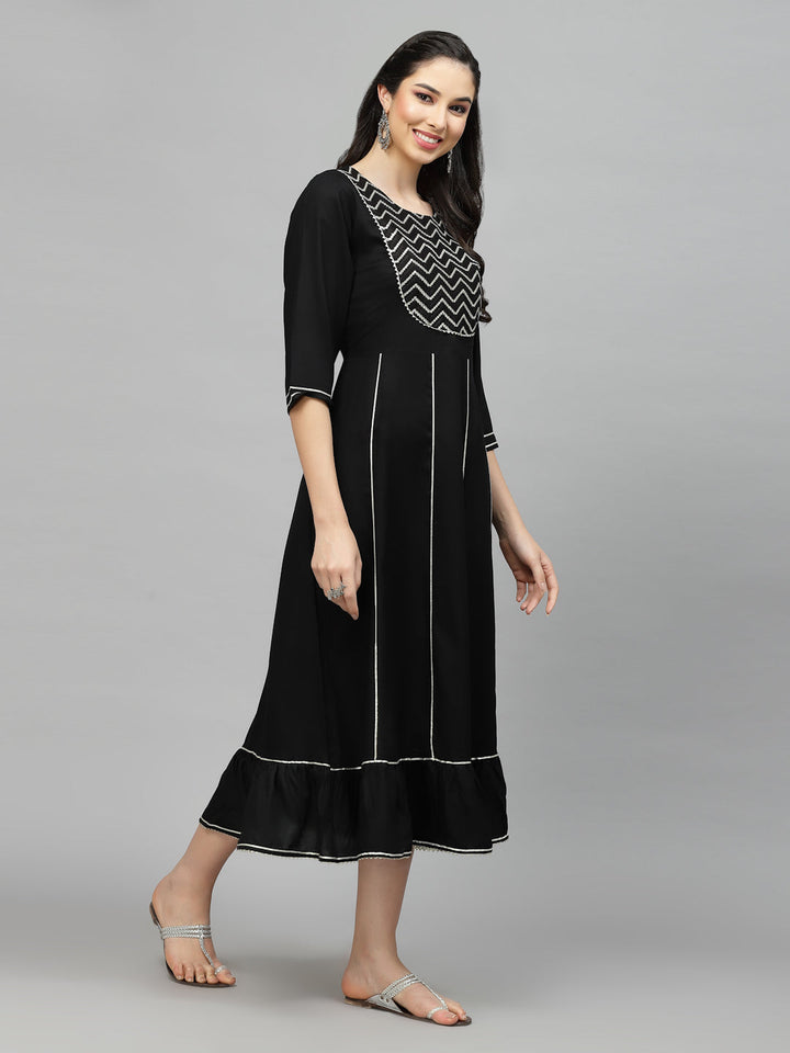 Embroidered &amp; Embellished Rayon Anarkali Kurta